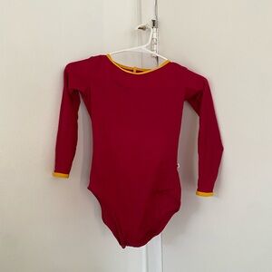 Maroon / Yellow Trim Snap Neck Yumiko Leotard in the Larissa Style Size Medium